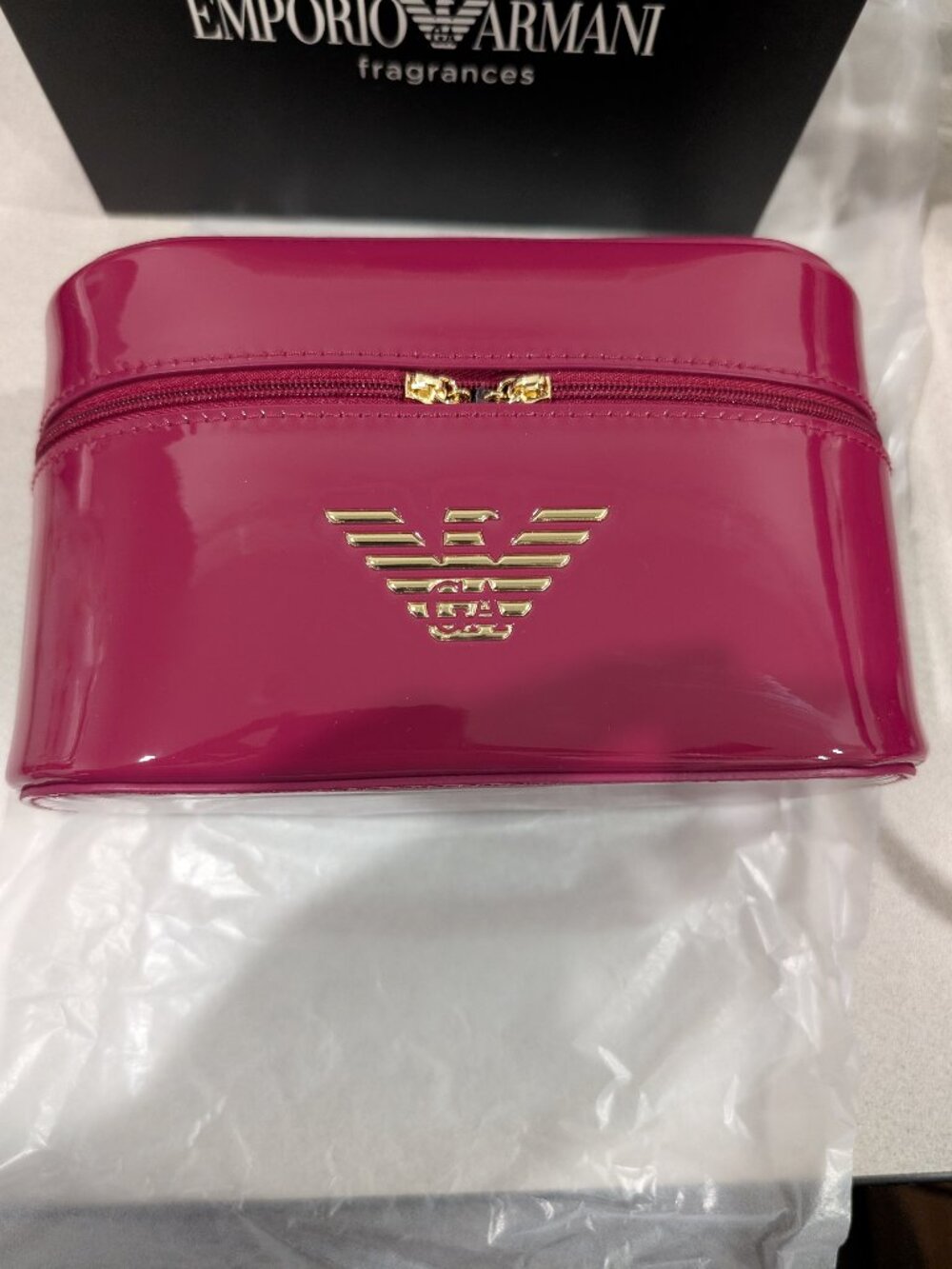 Emporio Armani fragrances cosmetic makeup toiletry case pouch travel case